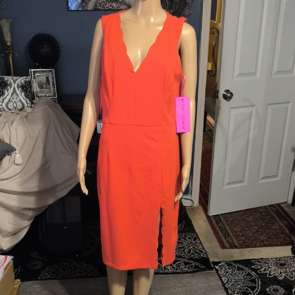 Elegant Orange Sleeveless Dress